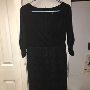 S.L. FashBlack wrap style vneck and lace dress 8